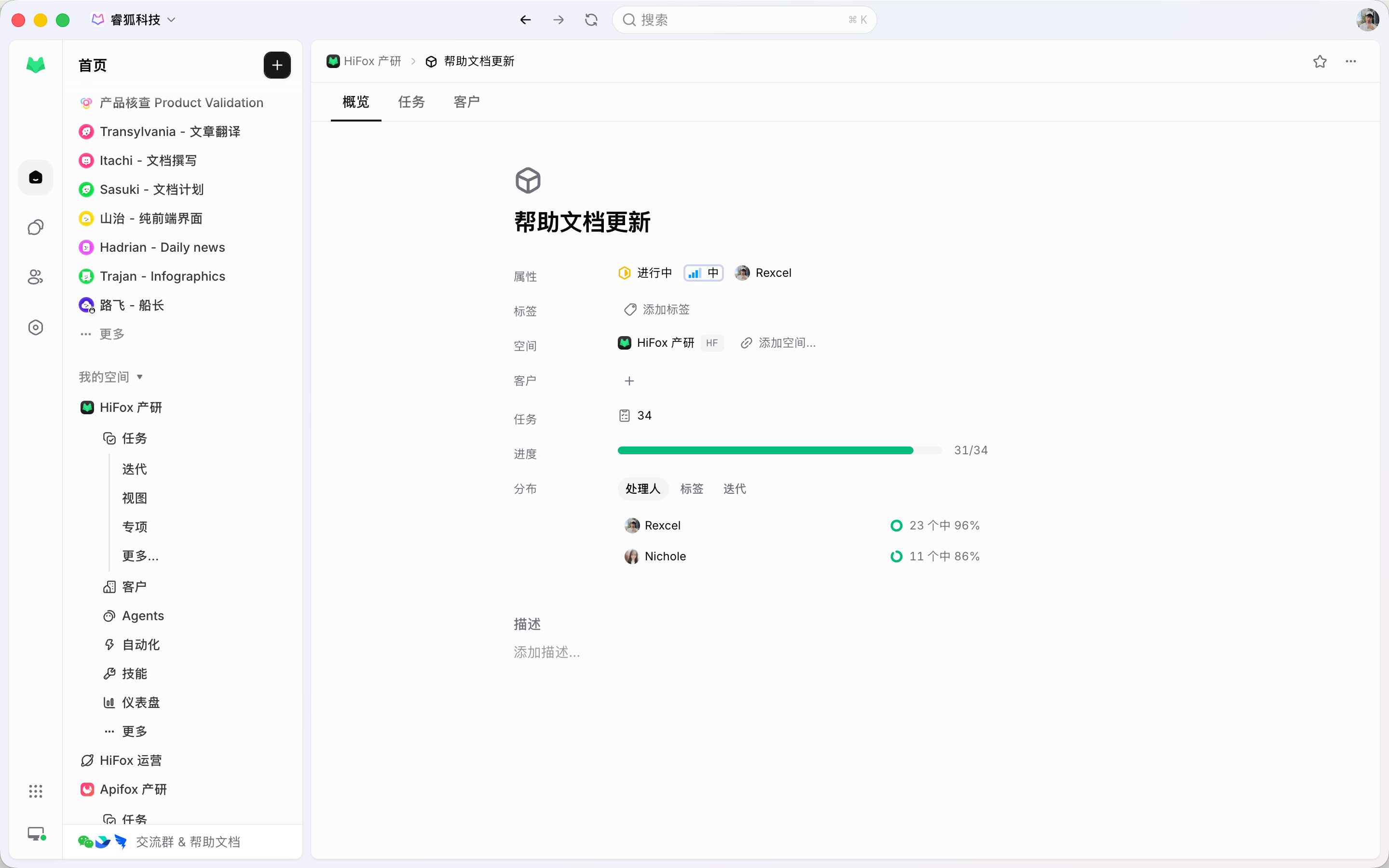 Project grouping related Tasks around one outcome